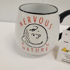 NEW! Peanuts 75 Years Charlie Brown NERVOUS by NATURE Since 1950 20oz Coffee Mug